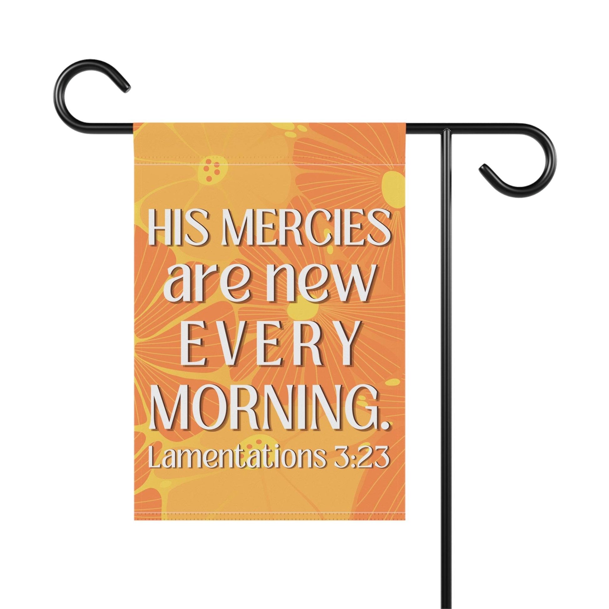 His Mercies Are New Every Morning – Christian Garden Banner (Bright Orange) - Harmony + Hope