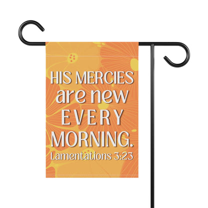 His Mercies Are New Every Morning – Christian Garden Banner (Bright Orange) - Harmony + Hope