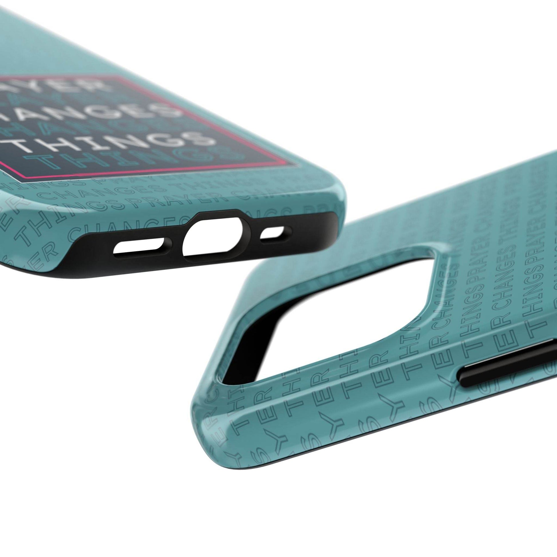 Prayer Changes Things Phone Case – Teal Blue Faith Design - Harmony + Hope