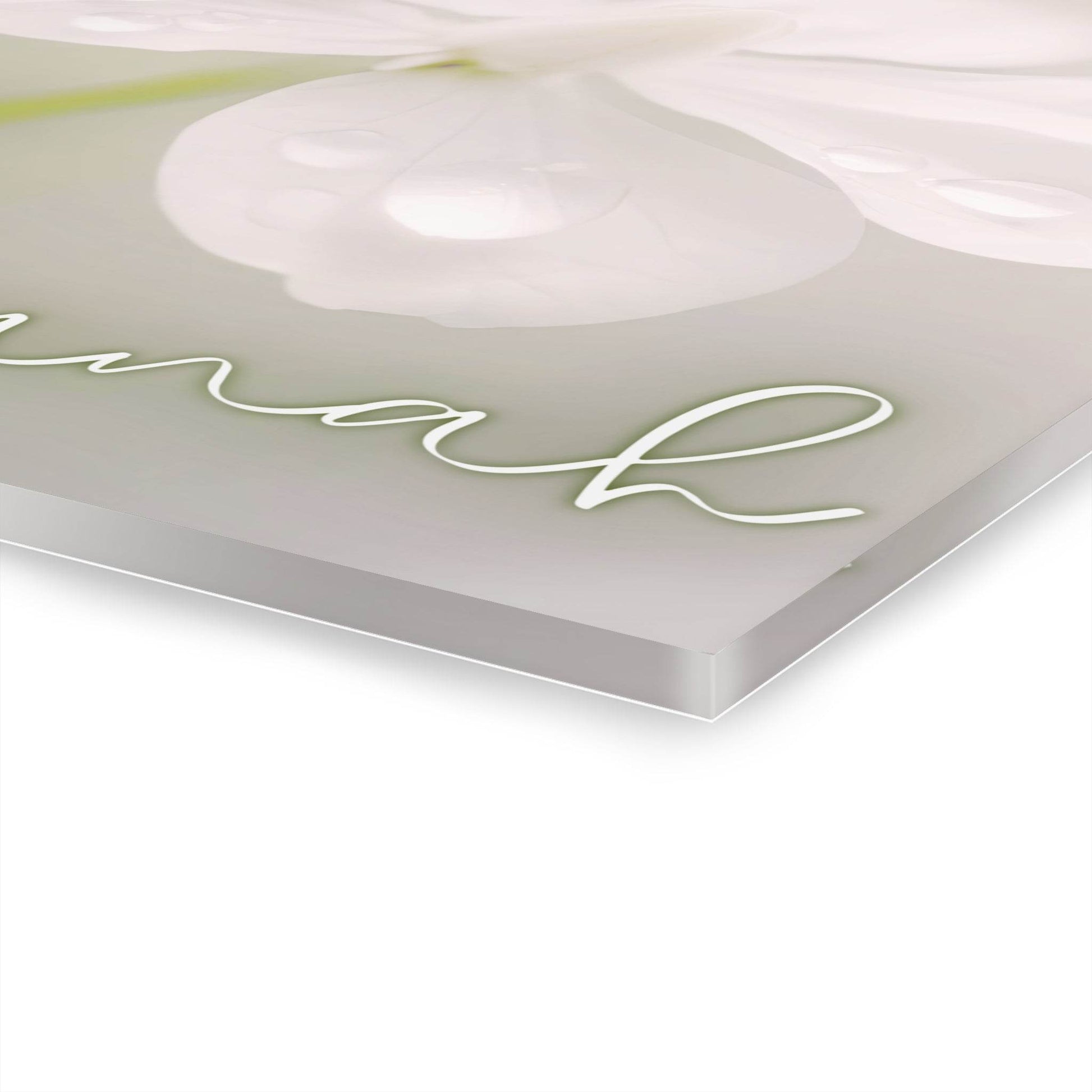 Emunah – Hebrew Faith Acrylic Wall Art with Dewy Floral Design - Harmony + Hope