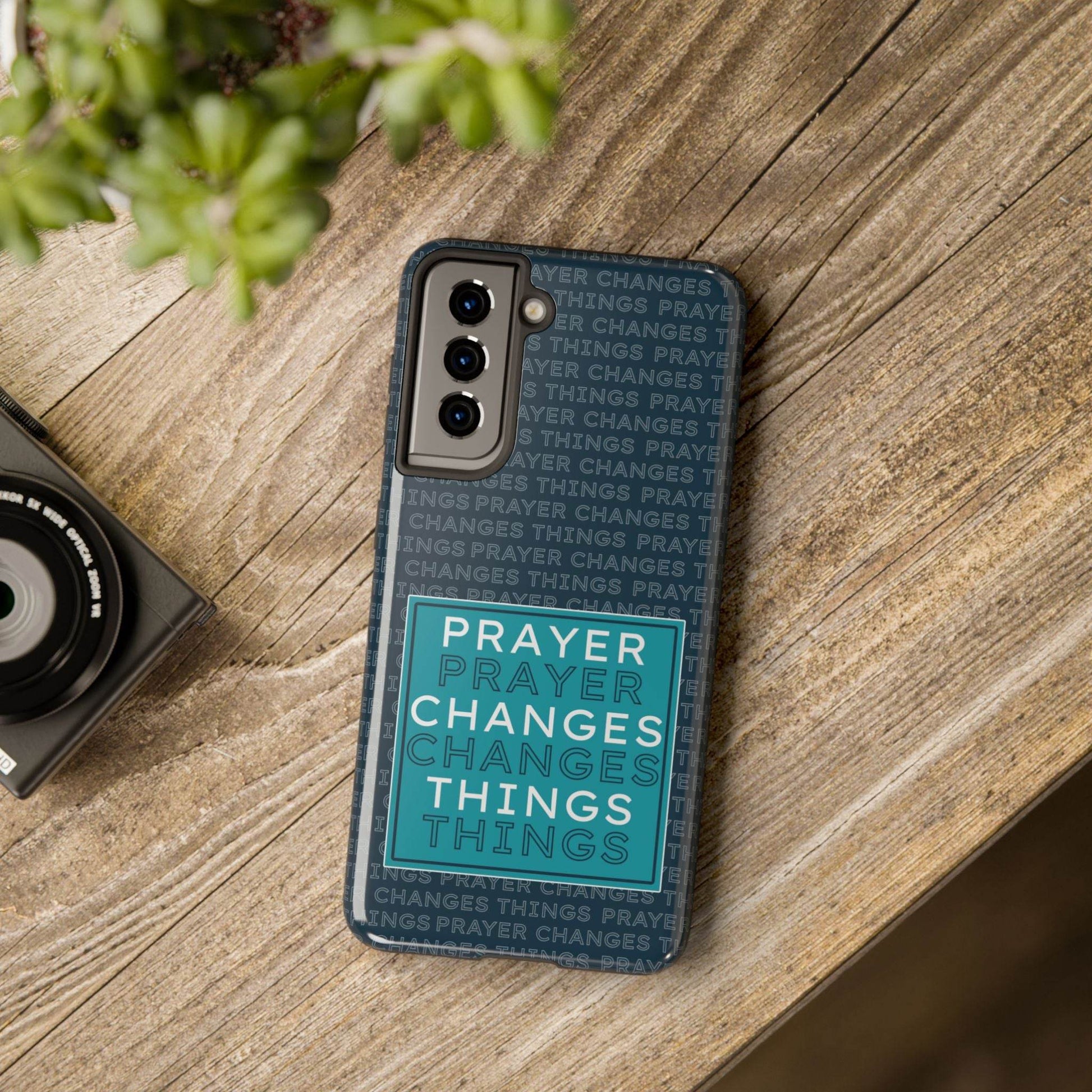 Prayer Changes Things Phone Case – Navy Blue Faith Design - Harmony + Hope