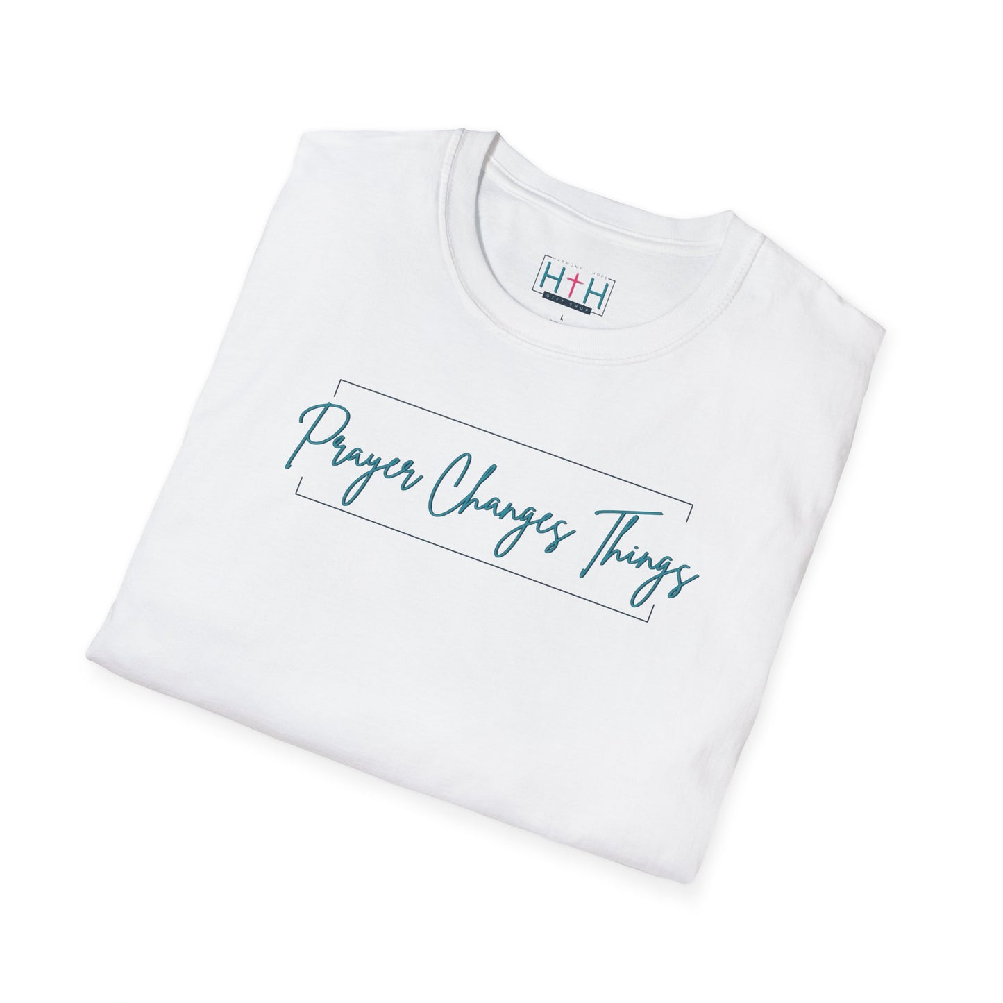 Calligraphy Casual "Prayer Changes Things" - Inspirational Unisex T-Shirt