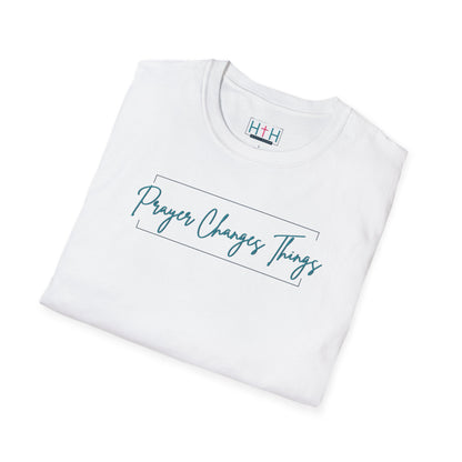 Calligraphy Casual "Prayer Changes Things" - Inspirational Unisex T-Shirt