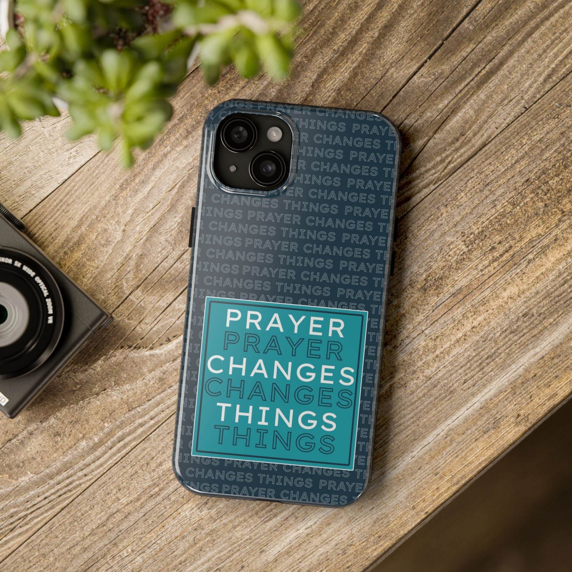 Prayer Changes Things Phone Case – Navy Blue Faith Design - Harmony + Hope