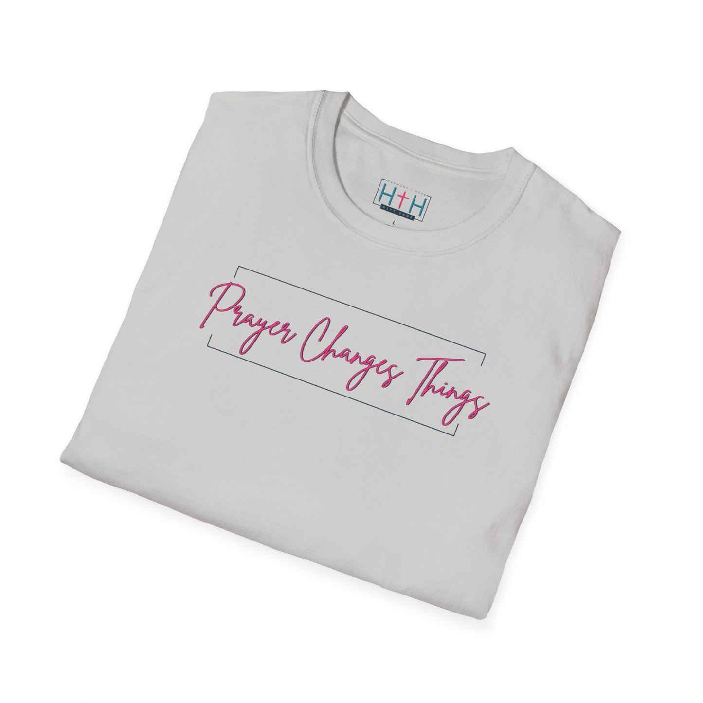 Calligraphy Casual "Prayer Changes Things" - Inspirational Unisex T-Shirt