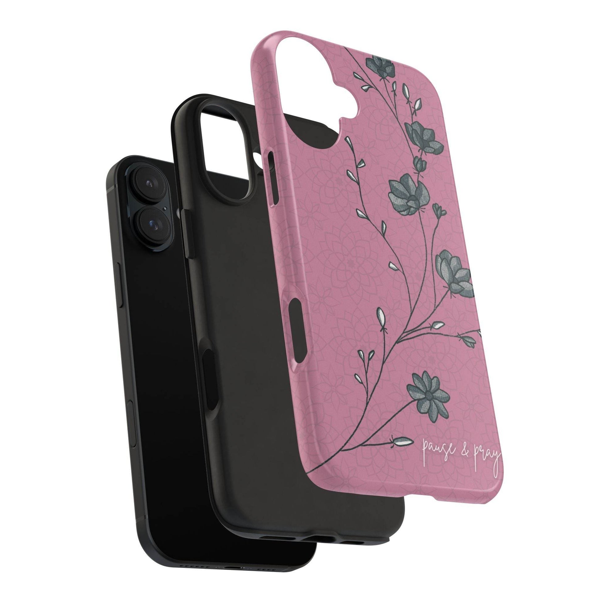 Pause & Pray Phone Case – Mauve Floral Reminder - Harmony + Hope