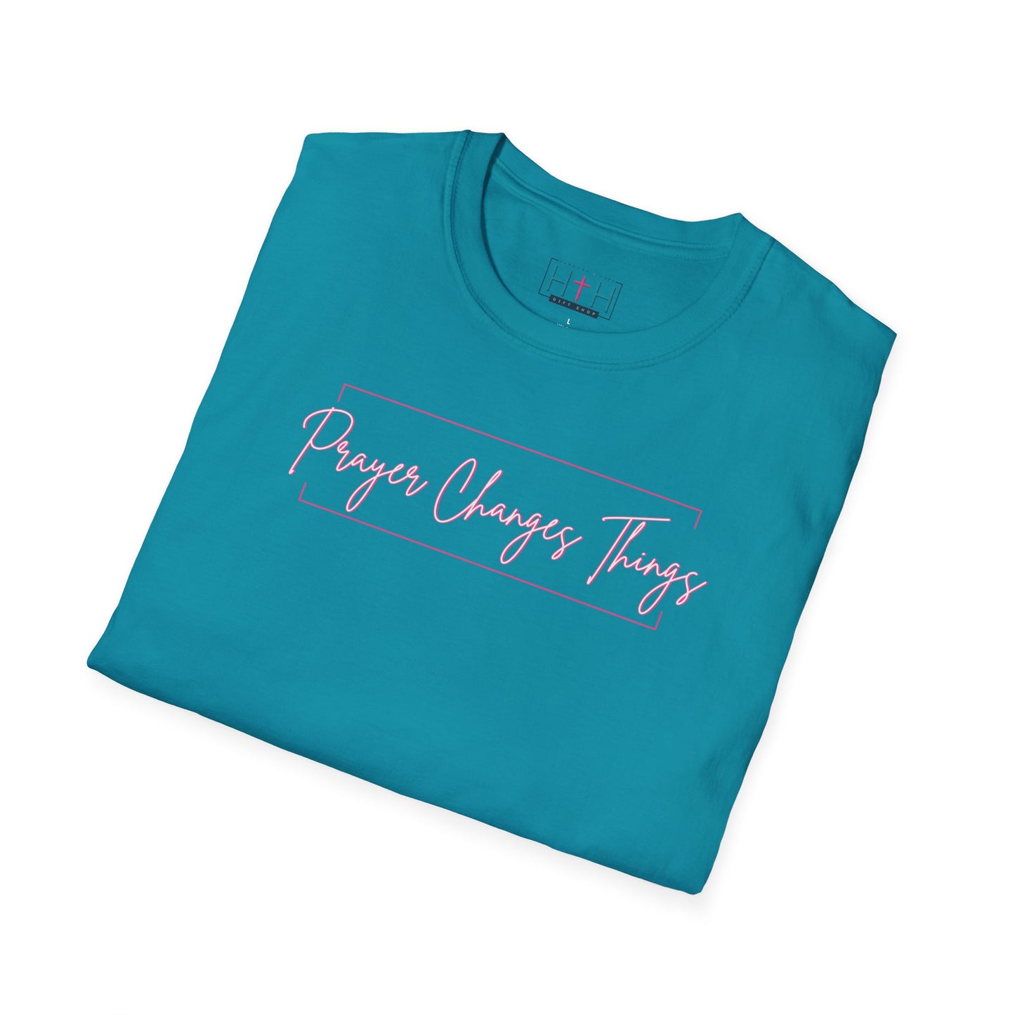 Calligraphy Casual "Prayer Changes Things" - Inspirational Unisex T-Shirt