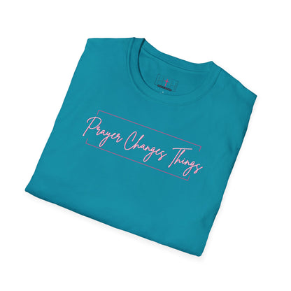 Calligraphy Casual "Prayer Changes Things" - Inspirational Unisex T-Shirt