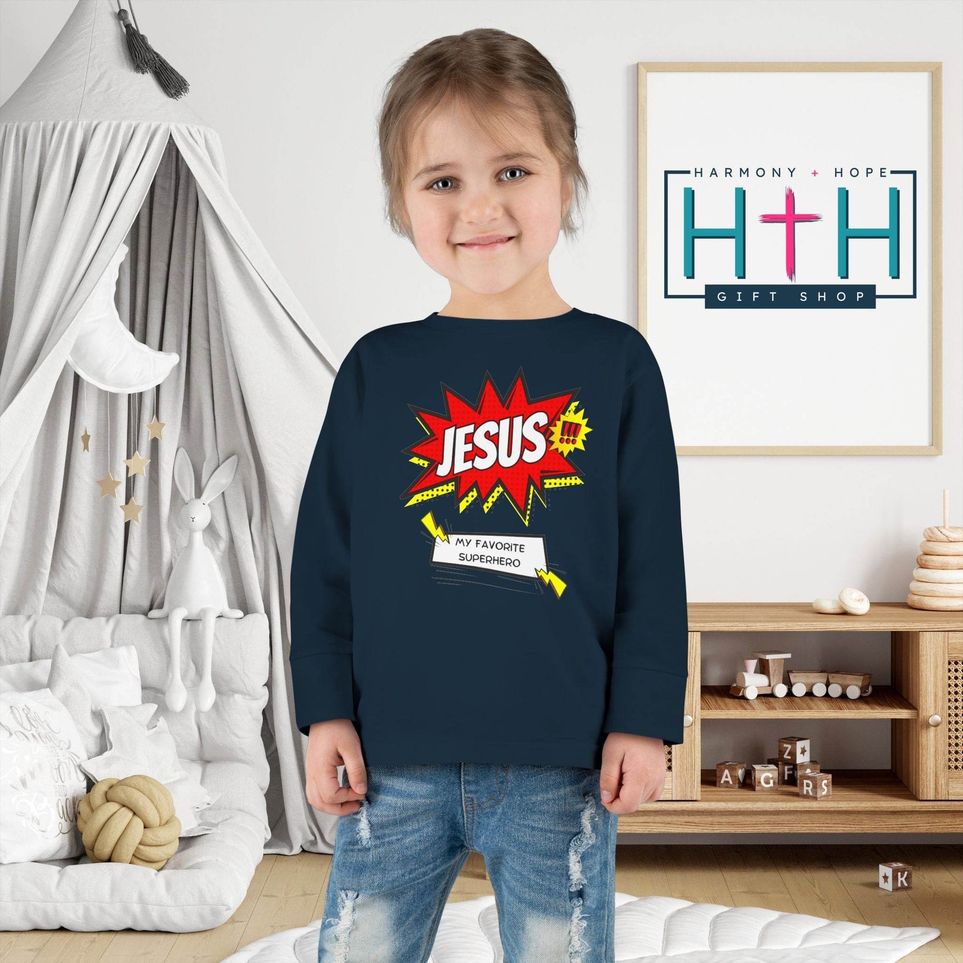 Jesus: My Favorite Superhero – Comic Book Style Toddler Tee - Harmony + Hope