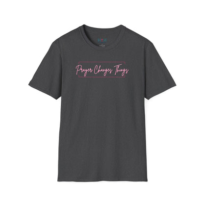 Calligraphy Casual "Prayer Changes Things" - Inspirational Unisex T-Shirt