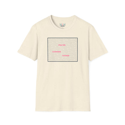 Word Cloud Design "Prayer Changes Things" - Inspirational Unisex T-Shirt