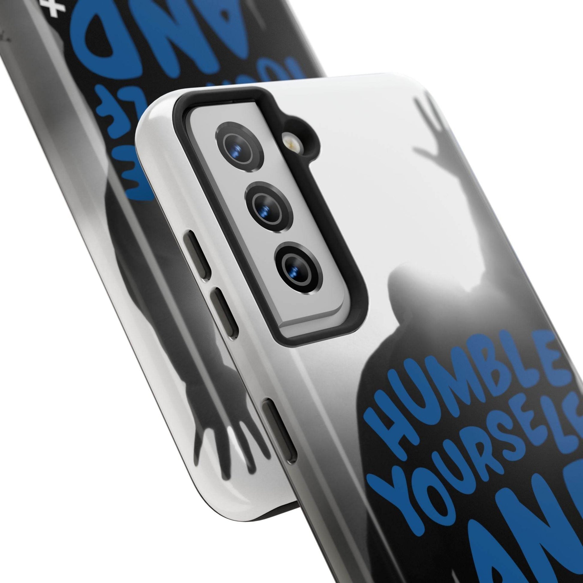 Humble Yourself and Pray Phone Case – Bold Blue Spiritual Design - Harmony + Hope