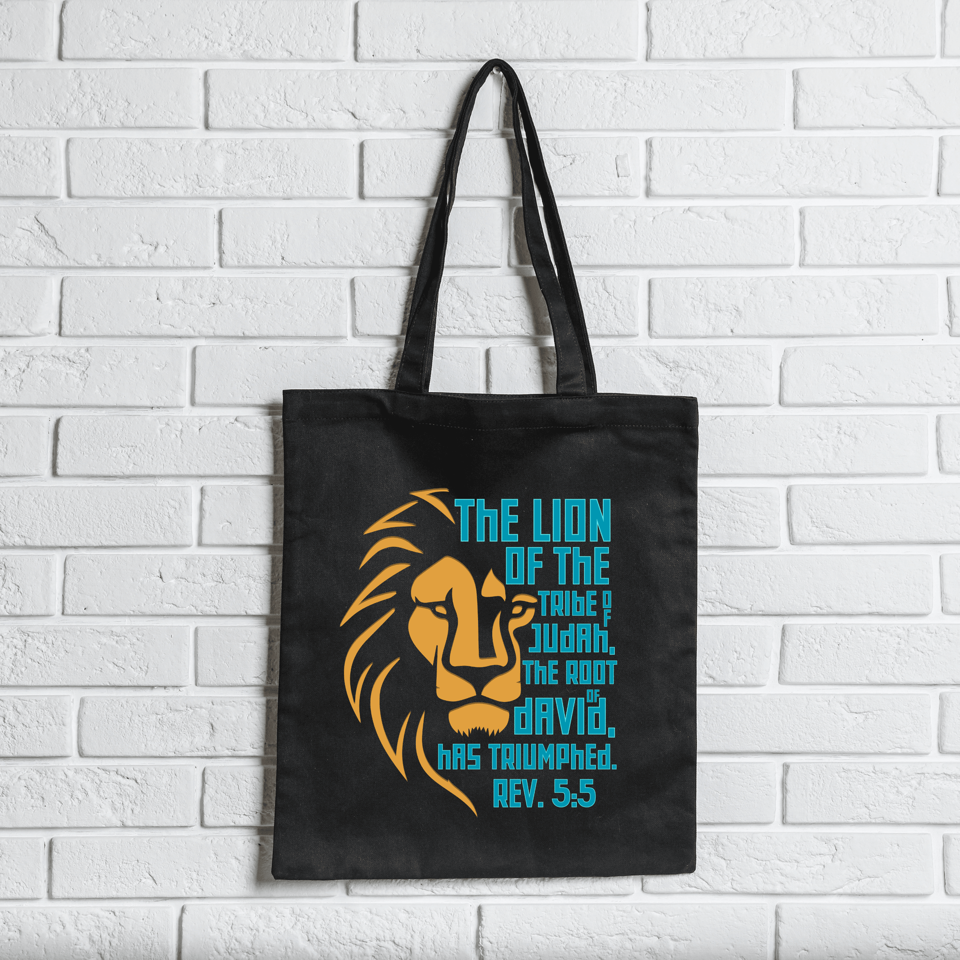 Lion of Judah Tote Bag – Revelation 5:5 Bible Verse Canvas in Natural or Black - Harmony + Hope