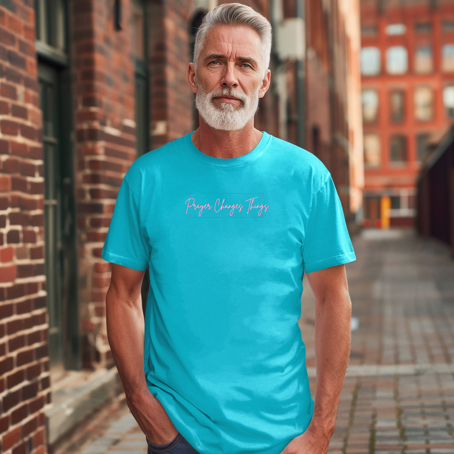 Calligraphy Casual "Prayer Changes Things" - Inspirational Unisex T-Shirt