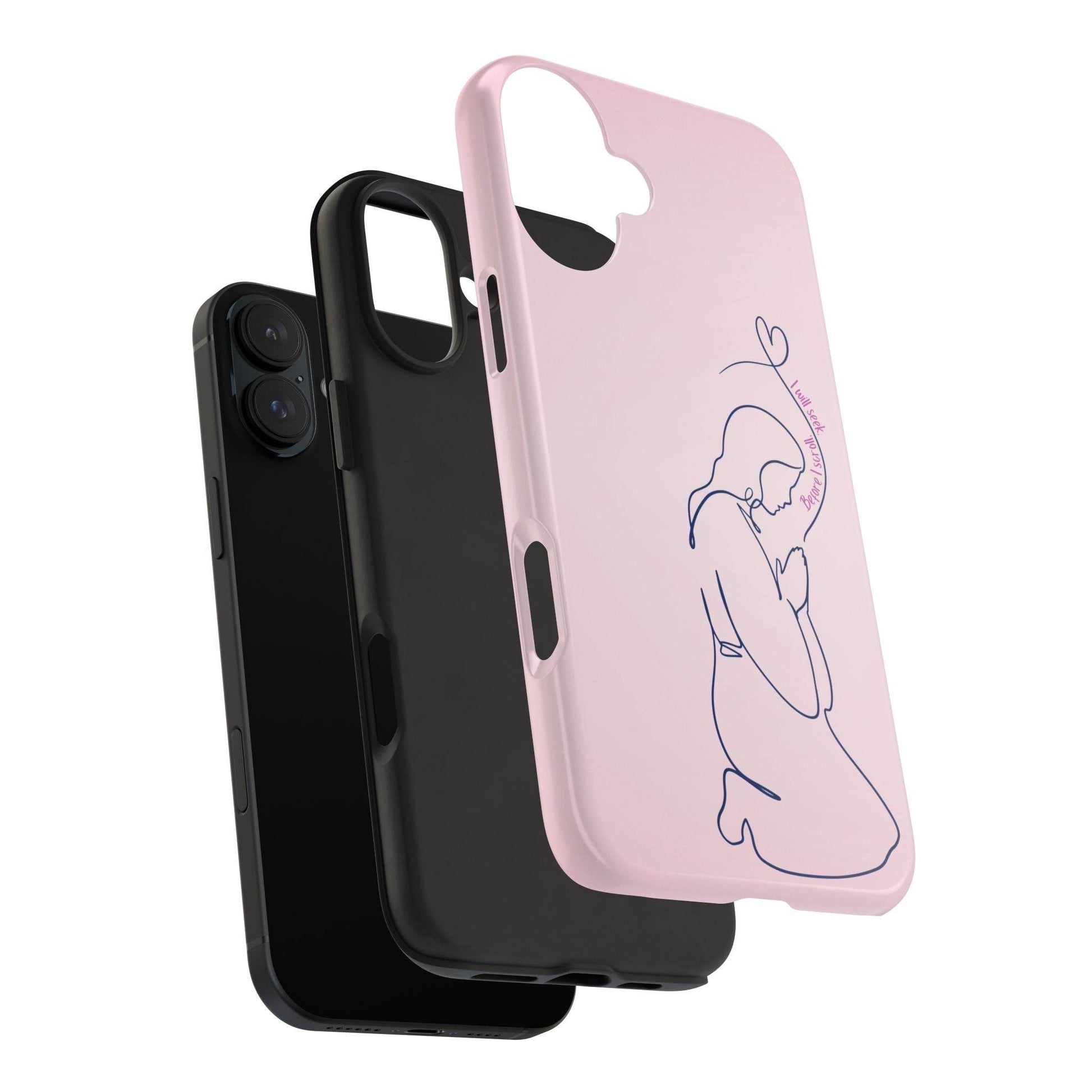 Before I Scroll, I Will Seek Phone Case – Light Pink Christian Cover - Harmony + Hope