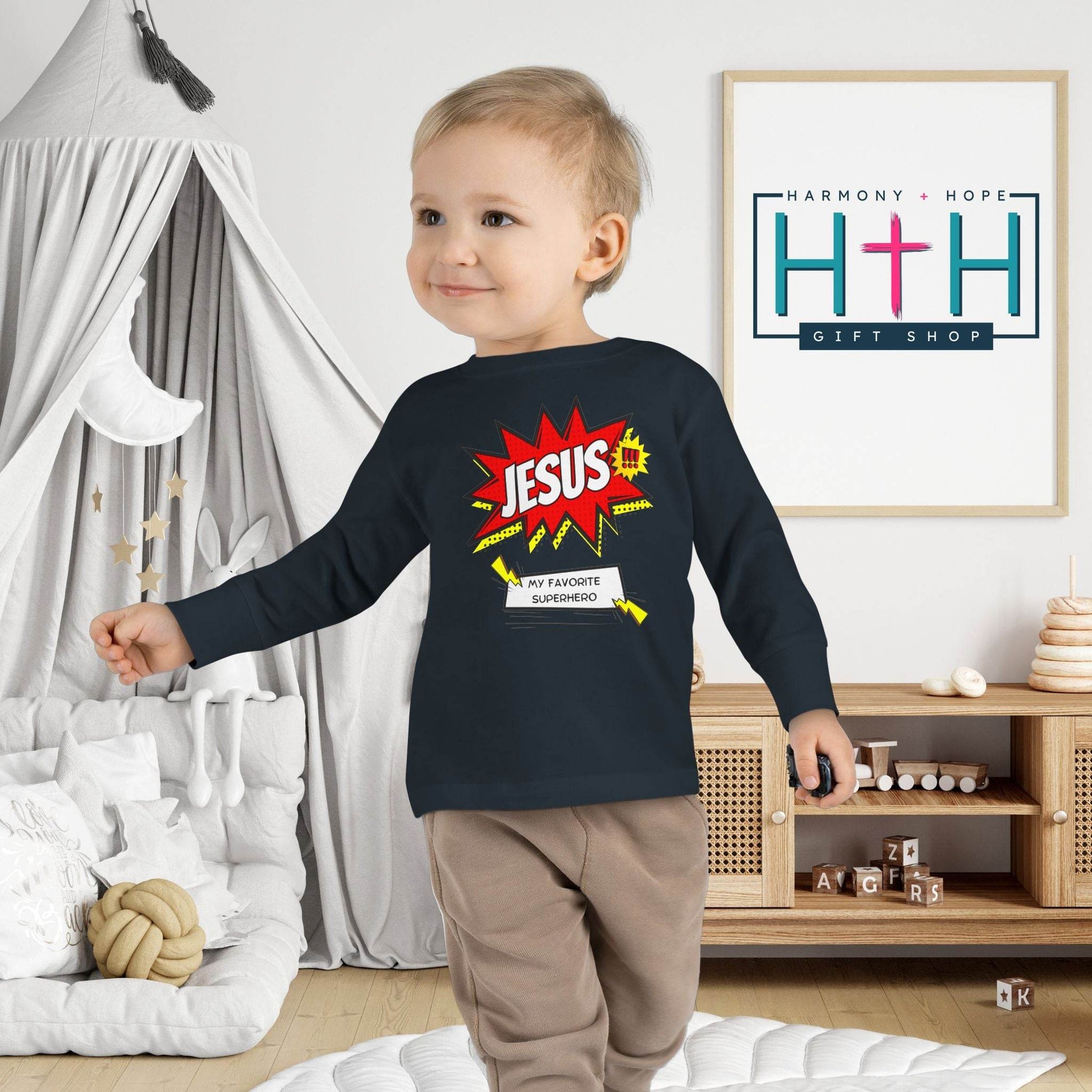 Jesus: My Favorite Superhero – Comic Book Style Toddler Tee - Harmony + Hope