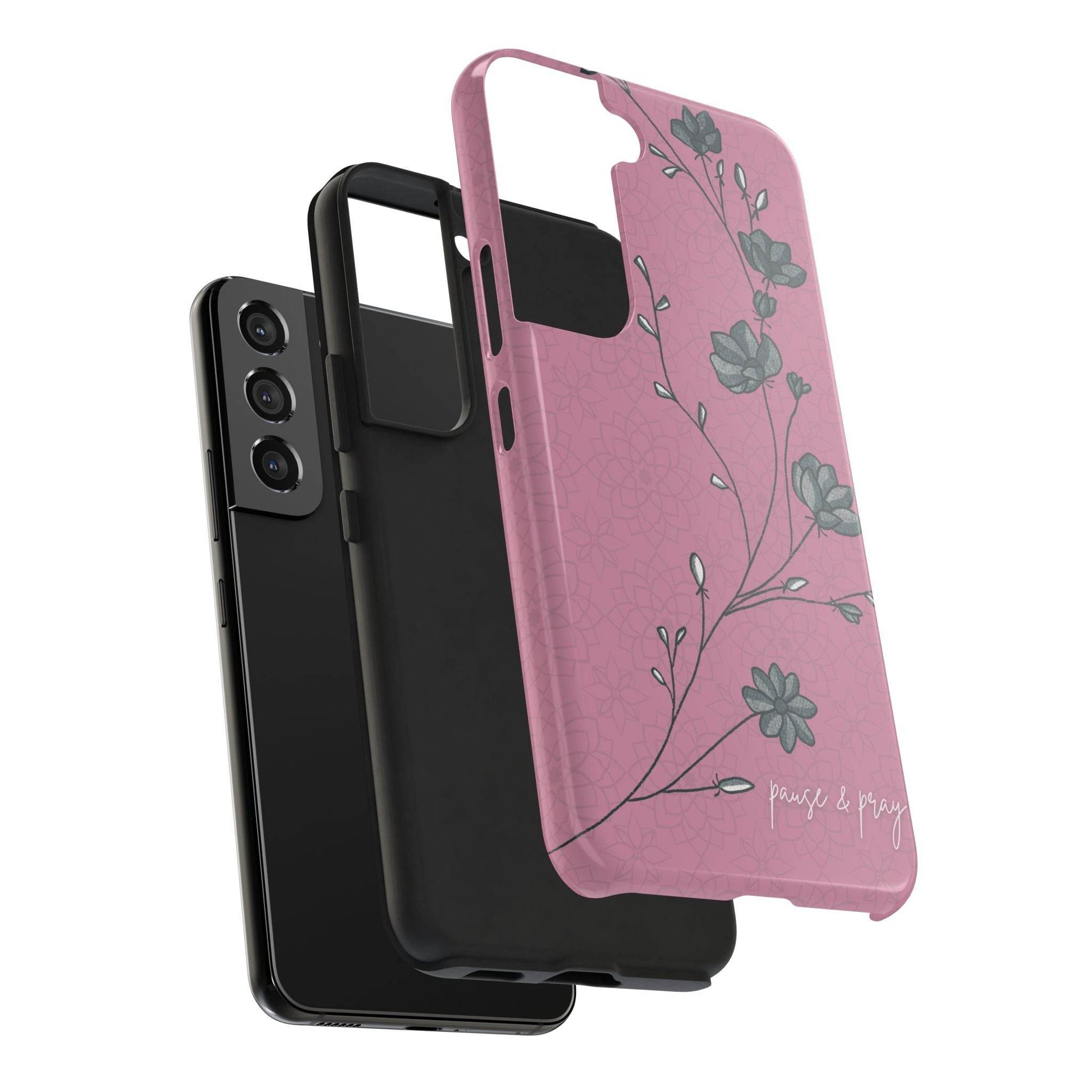 Pause & Pray Phone Case – Mauve Floral Reminder - Harmony + Hope