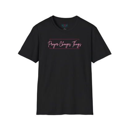 Calligraphy Casual "Prayer Changes Things" - Inspirational Unisex T-Shirt