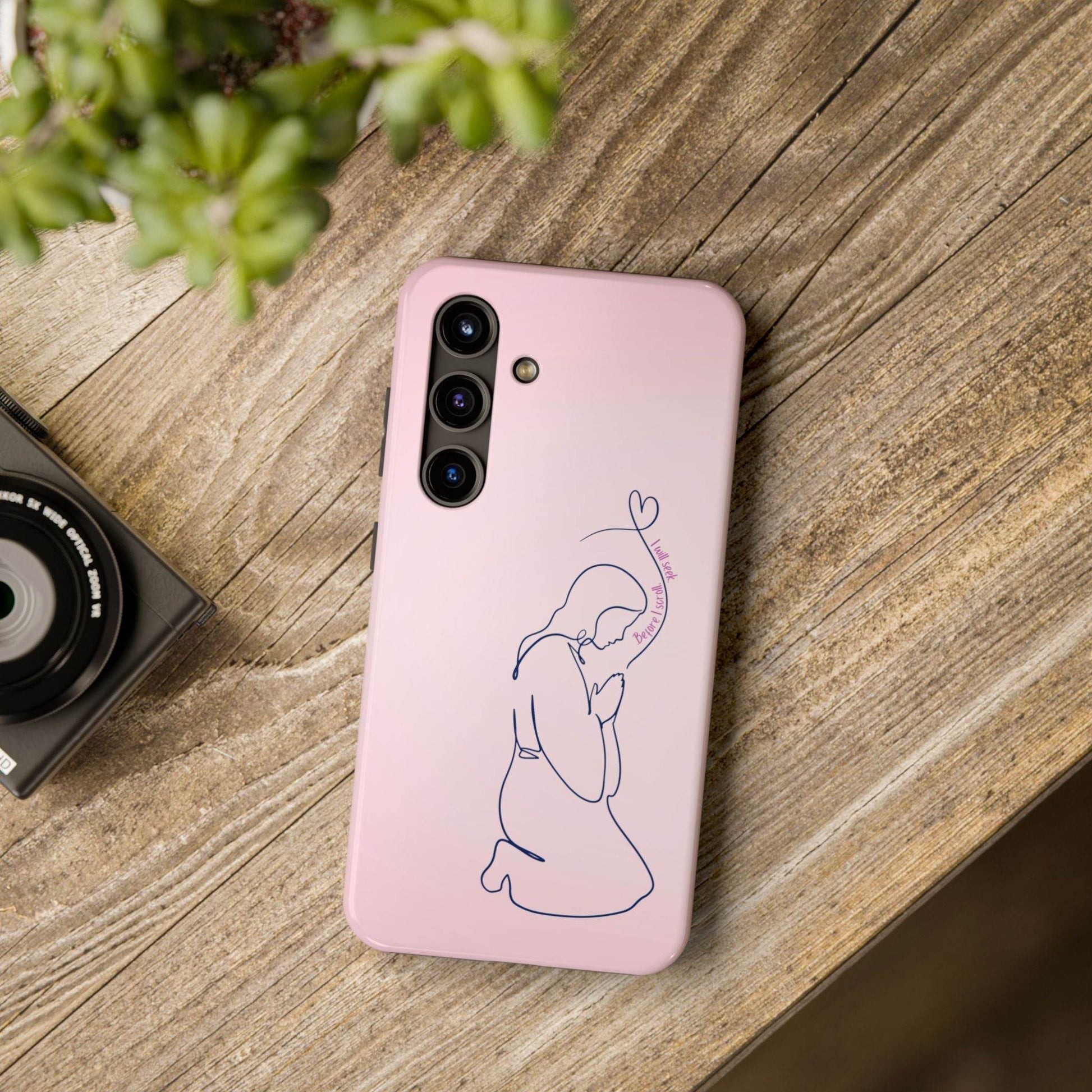 Before I Scroll, I Will Seek Phone Case – Light Pink Christian Cover - Harmony + Hope