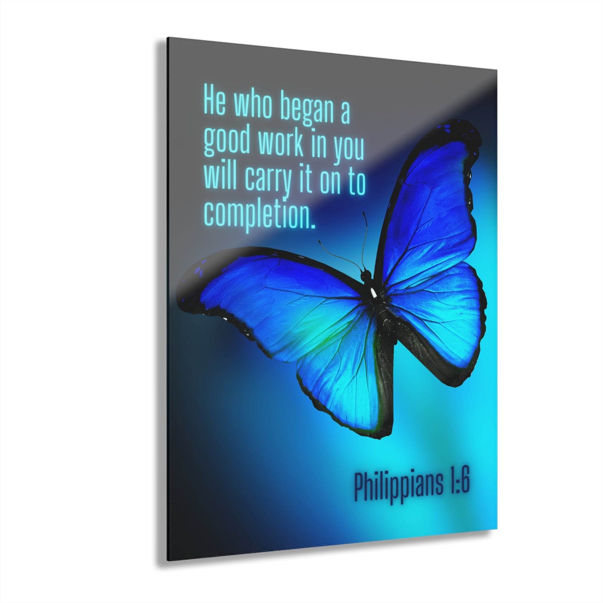 He Who Began a Good Work – Butterfly Acrylic Wall Art (Philippians 1:6) - Harmony + Hope