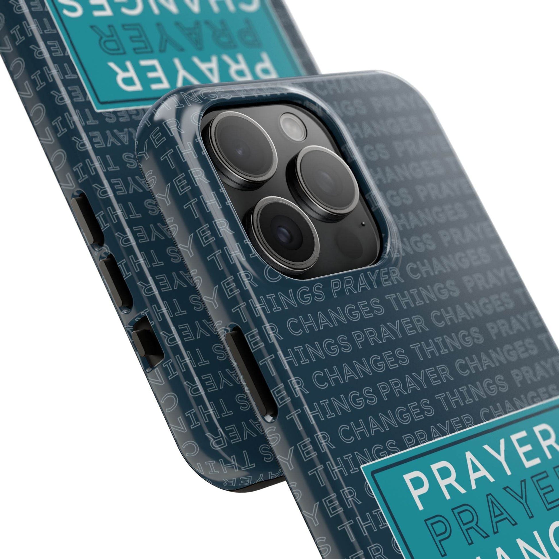 Prayer Changes Things Phone Case – Navy Blue Faith Design - Harmony + Hope