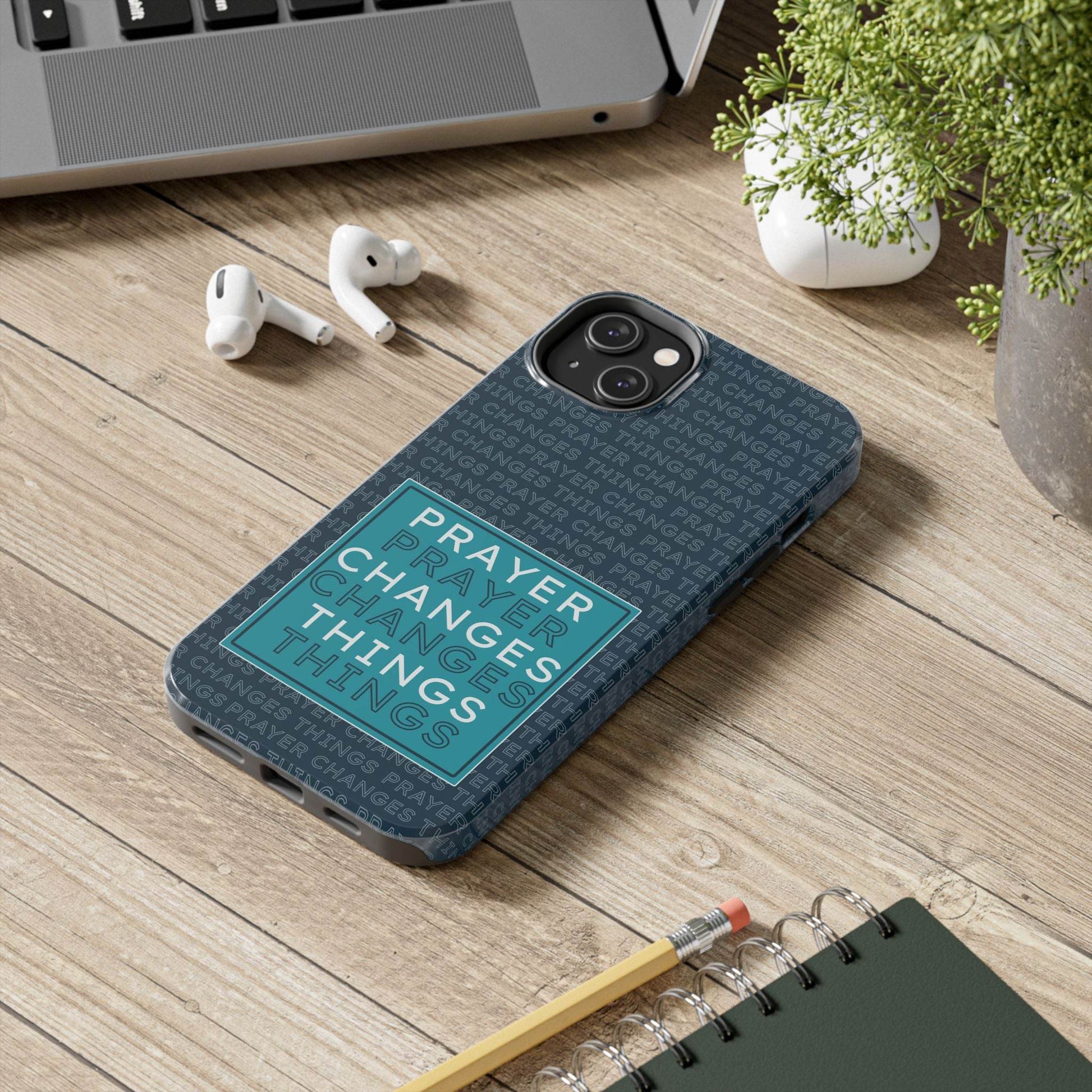 Prayer Changes Things Phone Case – Navy Blue Faith Design - Harmony + Hope