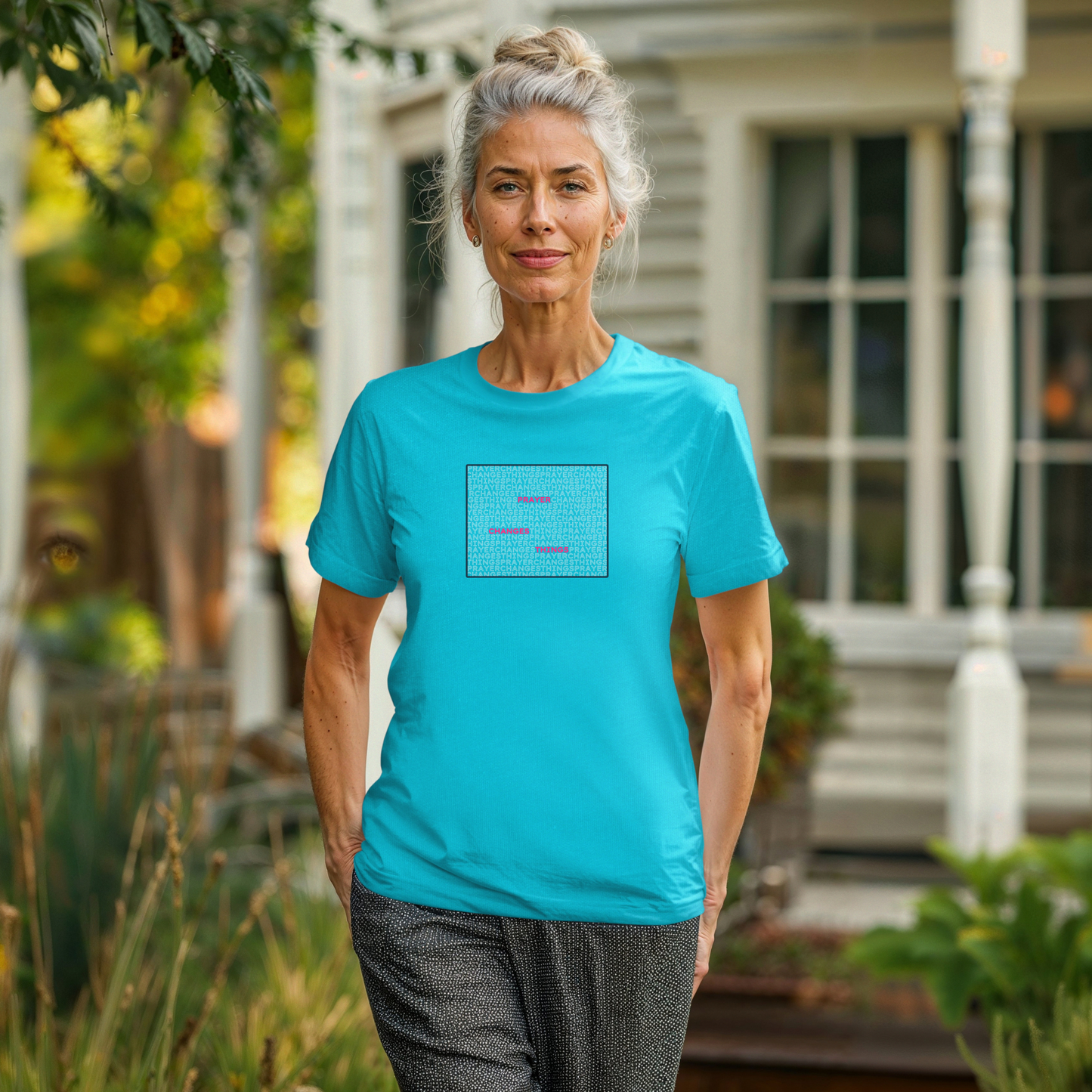 Word Cloud Design "Prayer Changes Things" - Inspirational Unisex T-Shirt