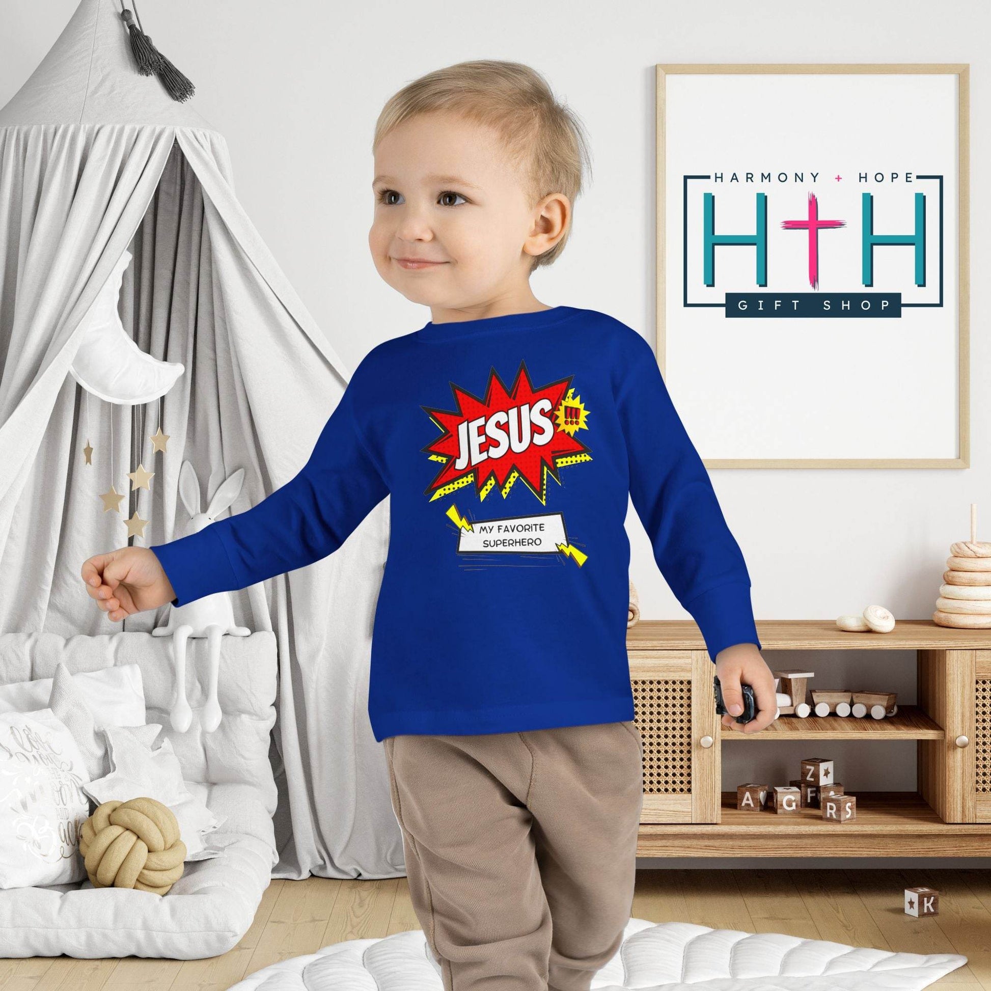 Jesus: My Favorite Superhero – Comic Book Style Toddler Tee - Harmony + Hope