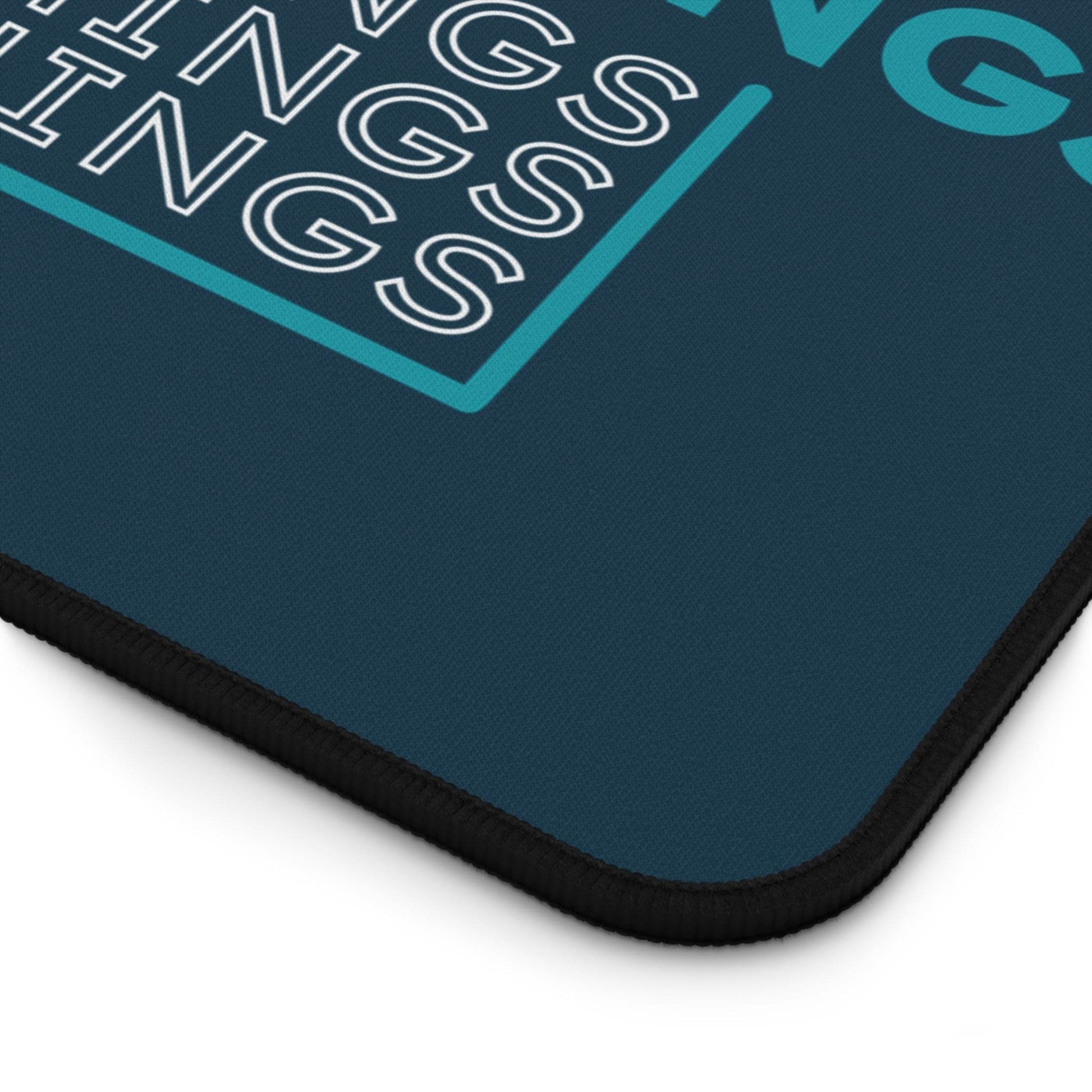 Prayer Changes Things – Repeating Phrase Desk Mat (Navy & Teal) - Harmony + Hope