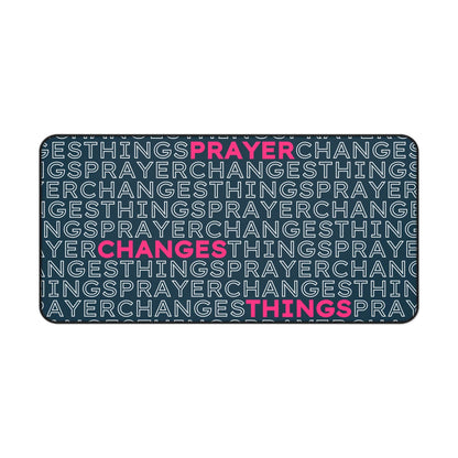 Prayer Changes Things – Word Search Desk Mat (Navy & Pink) - Harmony + Hope
