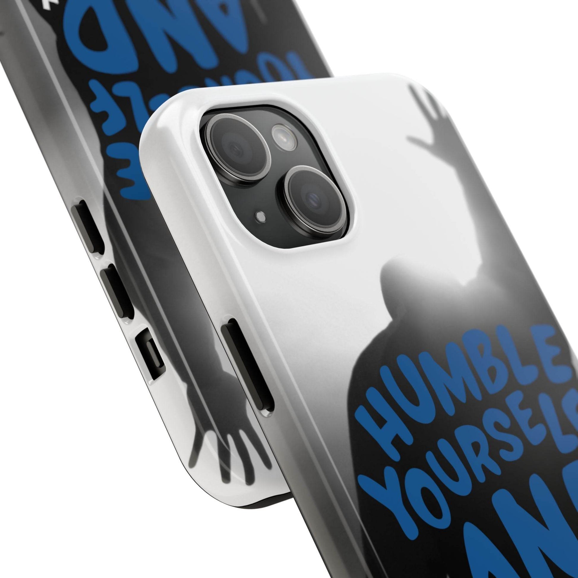 Humble Yourself and Pray Phone Case – Bold Blue Spiritual Design - Harmony + Hope