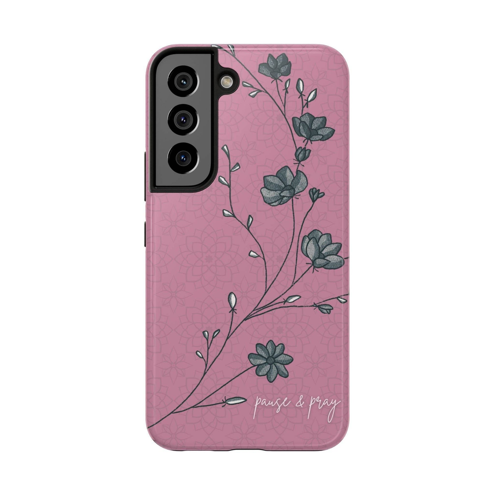 Pause & Pray Phone Case – Mauve Floral Reminder - Harmony + Hope