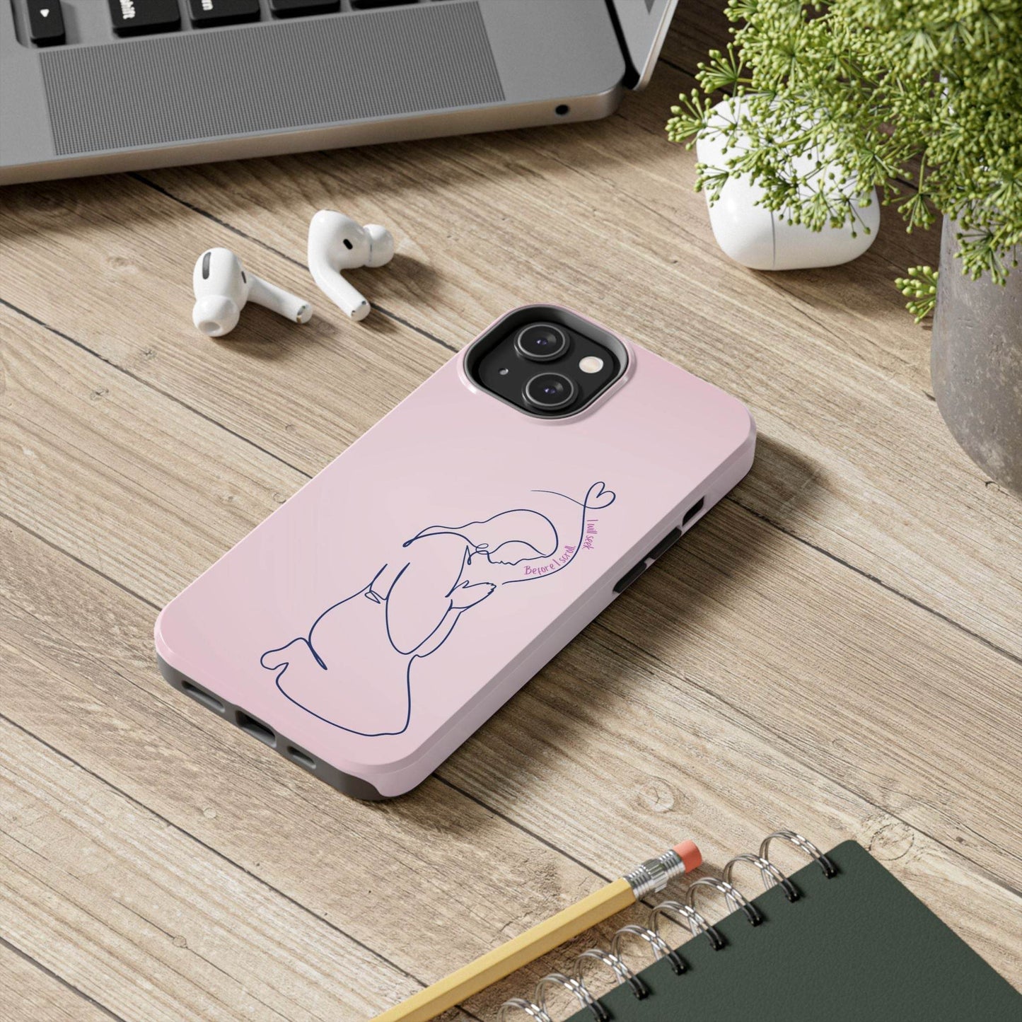 Before I Scroll, I Will Seek Phone Case – Light Pink Christian Cover - Harmony + Hope