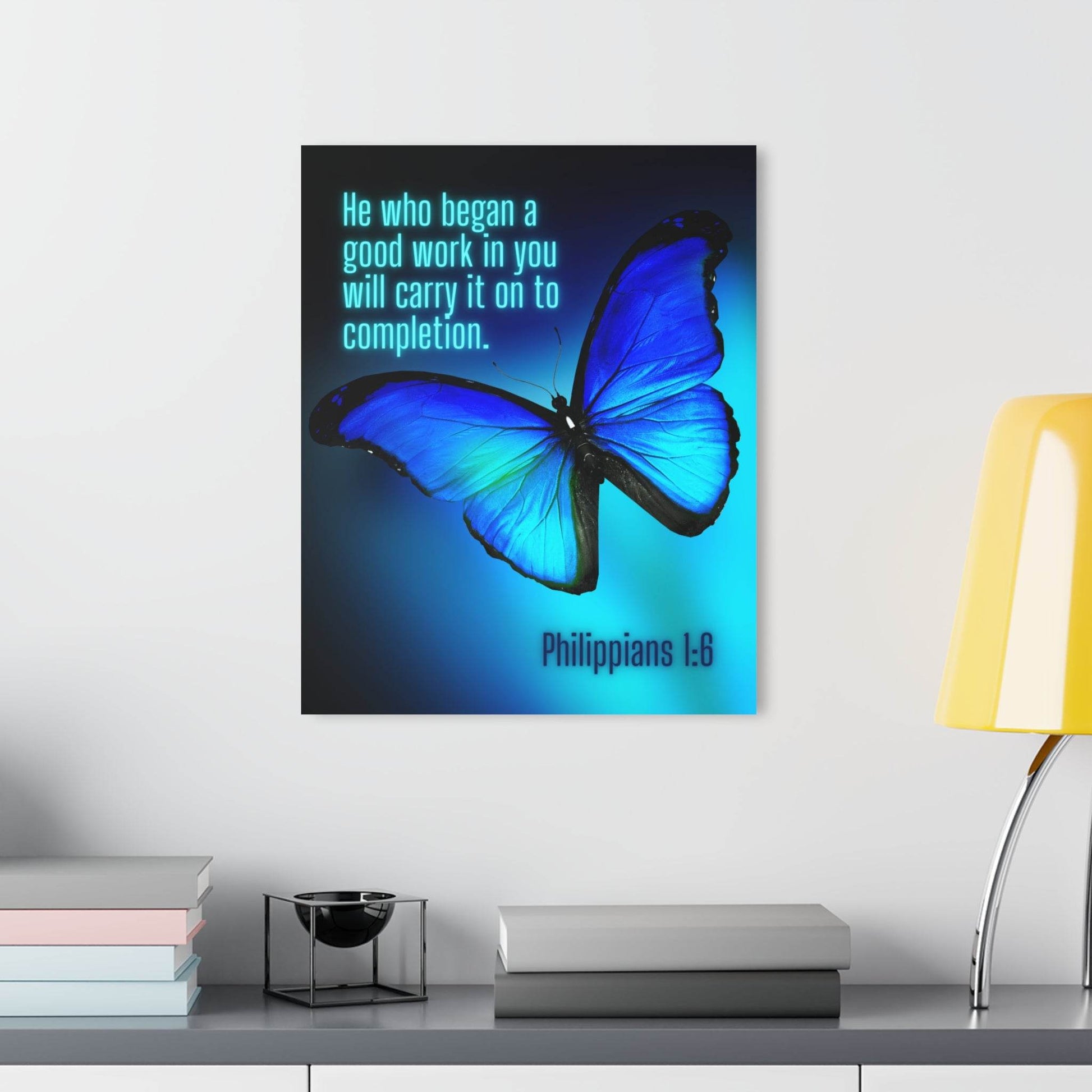 He Who Began a Good Work – Butterfly Acrylic Wall Art (Philippians 1:6) - Harmony + Hope