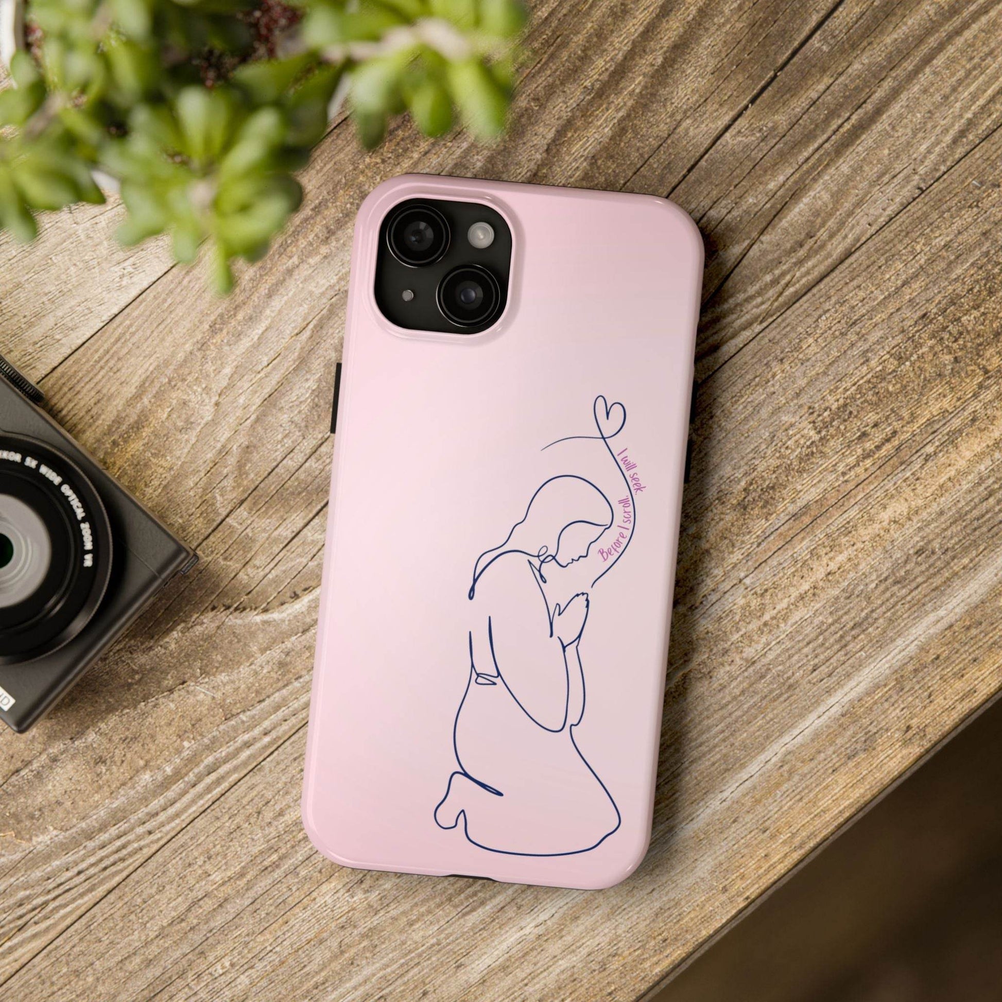 Before I Scroll, I Will Seek Phone Case – Light Pink Christian Cover - Harmony + Hope