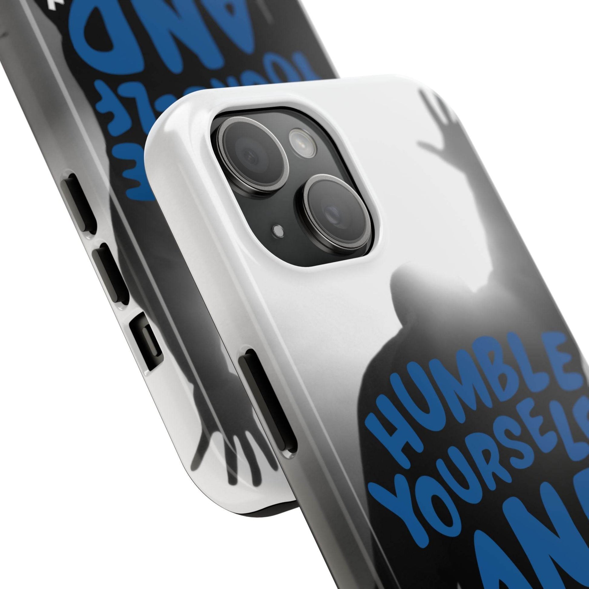 Humble Yourself and Pray Phone Case – Bold Blue Spiritual Design - Harmony + Hope