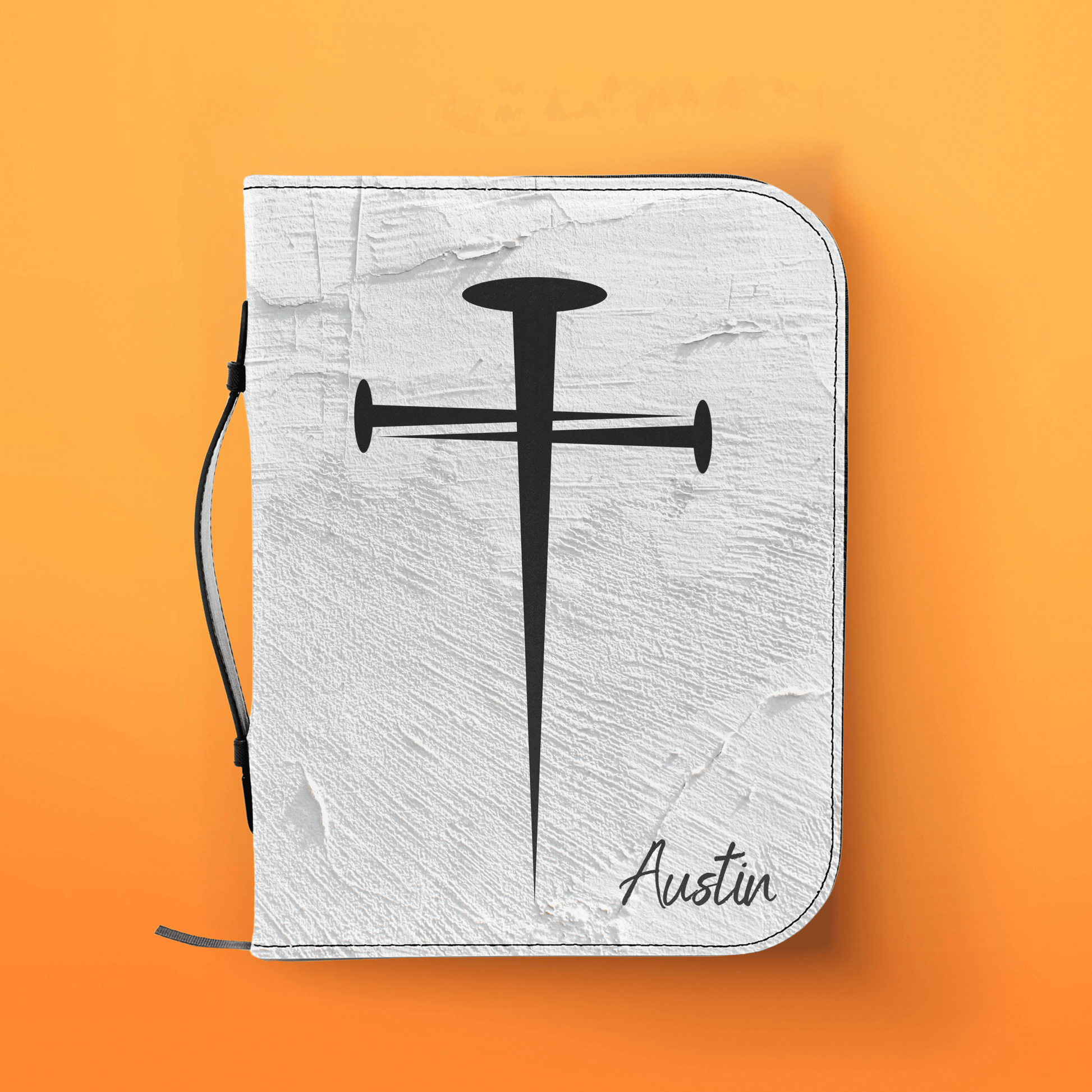 Custom Men's Bible Cover – Cross of Nails | Personalized Name & Verse | Wall - Harmony + Hope