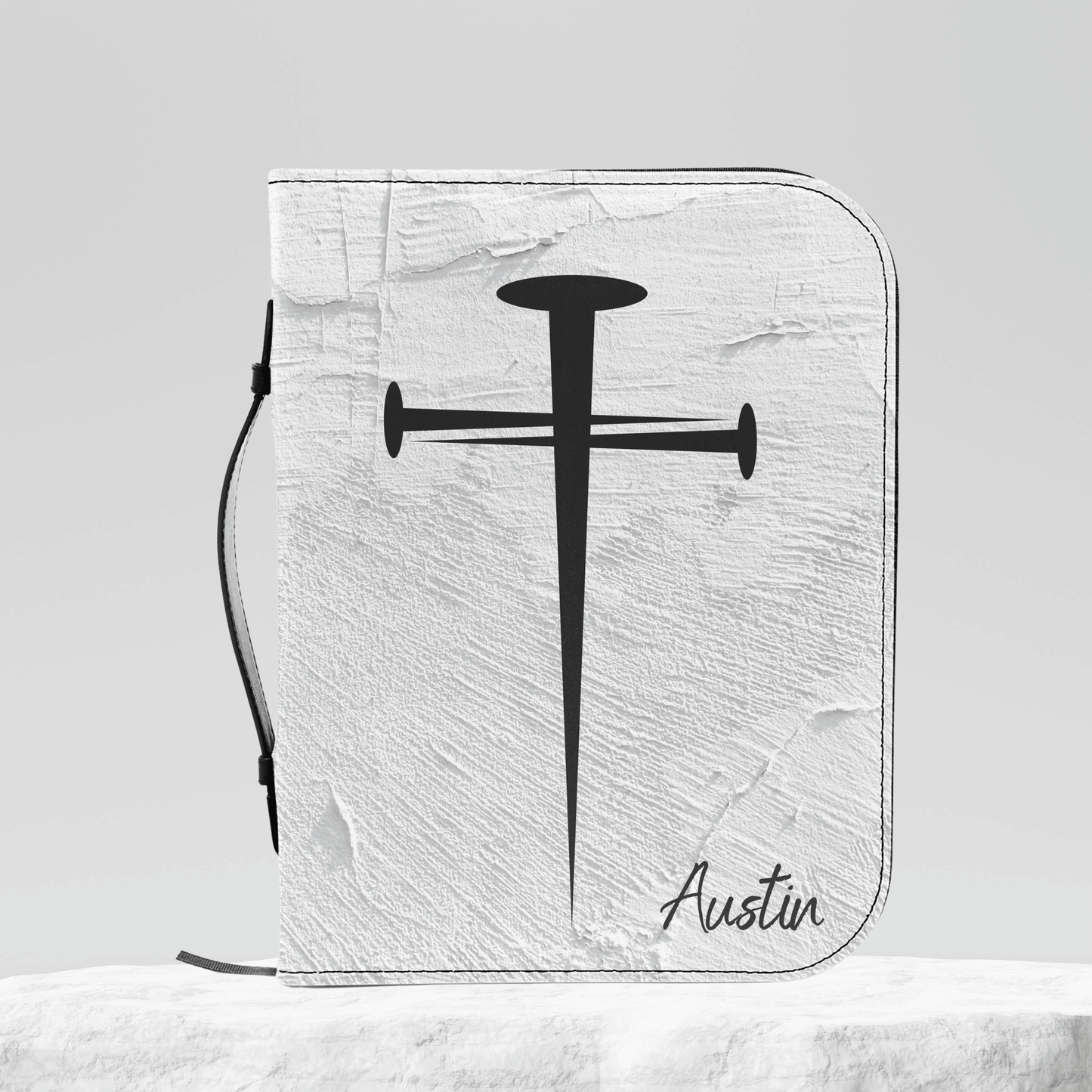 Custom Men's Bible Cover – Cross of Nails | Personalized Name & Verse | Wall - Harmony + Hope