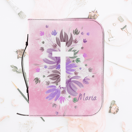 Floral Pink Women's Bible Cover – Custom Name & Bible Verse - Harmony + Hope