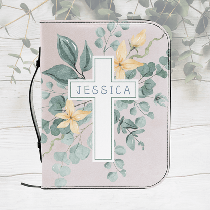 Soft Green Bloom Bible Cover – Custom Name & Scripture Verse - Harmony + Hope