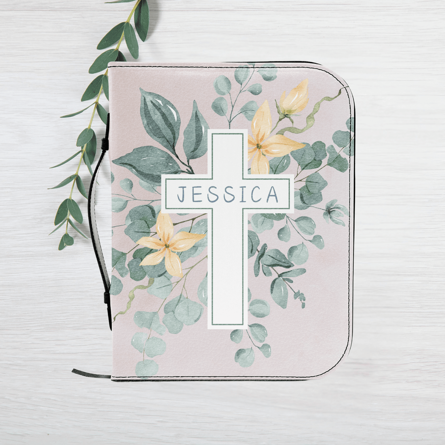 Soft Green Bloom Bible Cover – Custom Name & Scripture Verse - Harmony + Hope