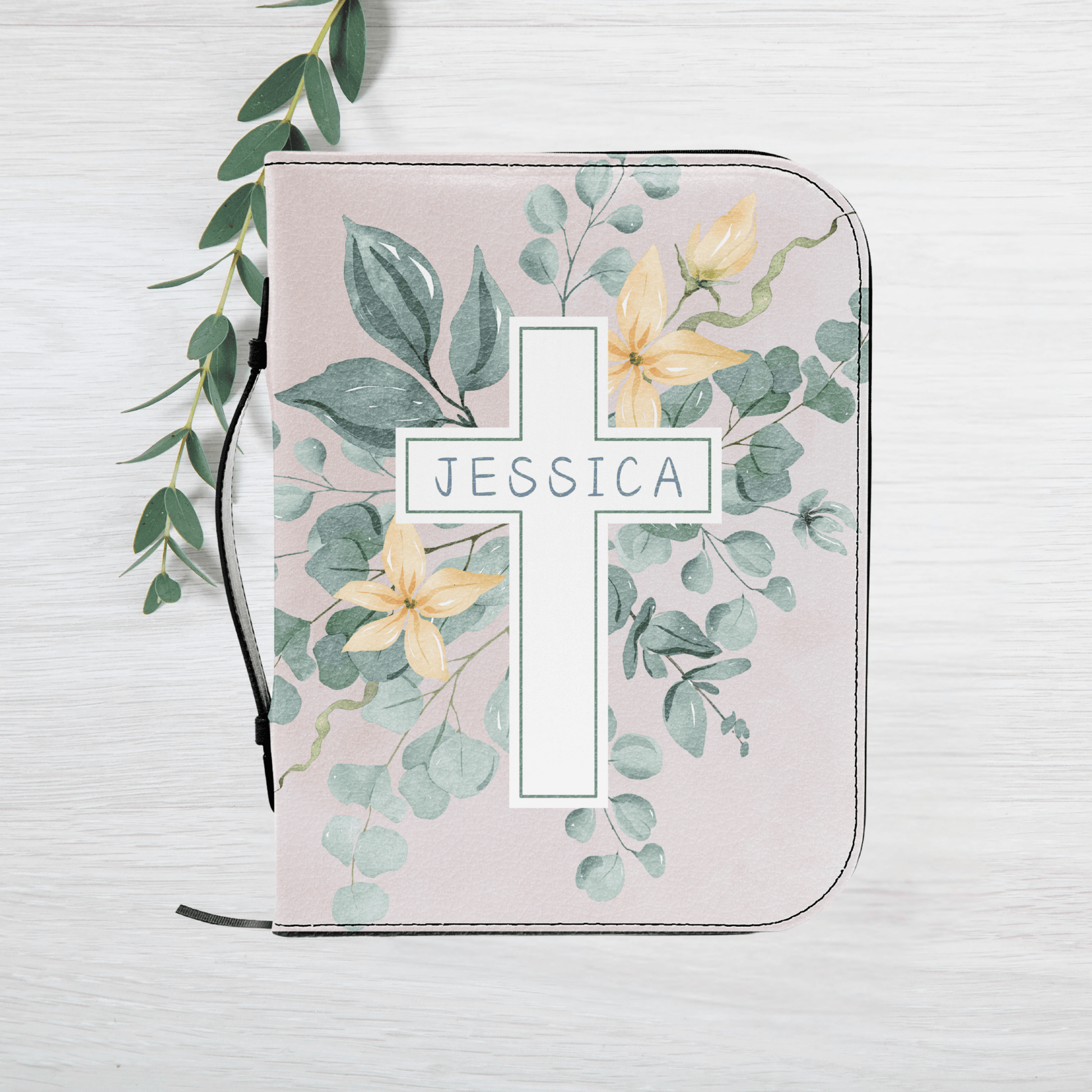 Soft Green Bloom Bible Cover – Custom Name & Scripture Verse - Harmony + Hope