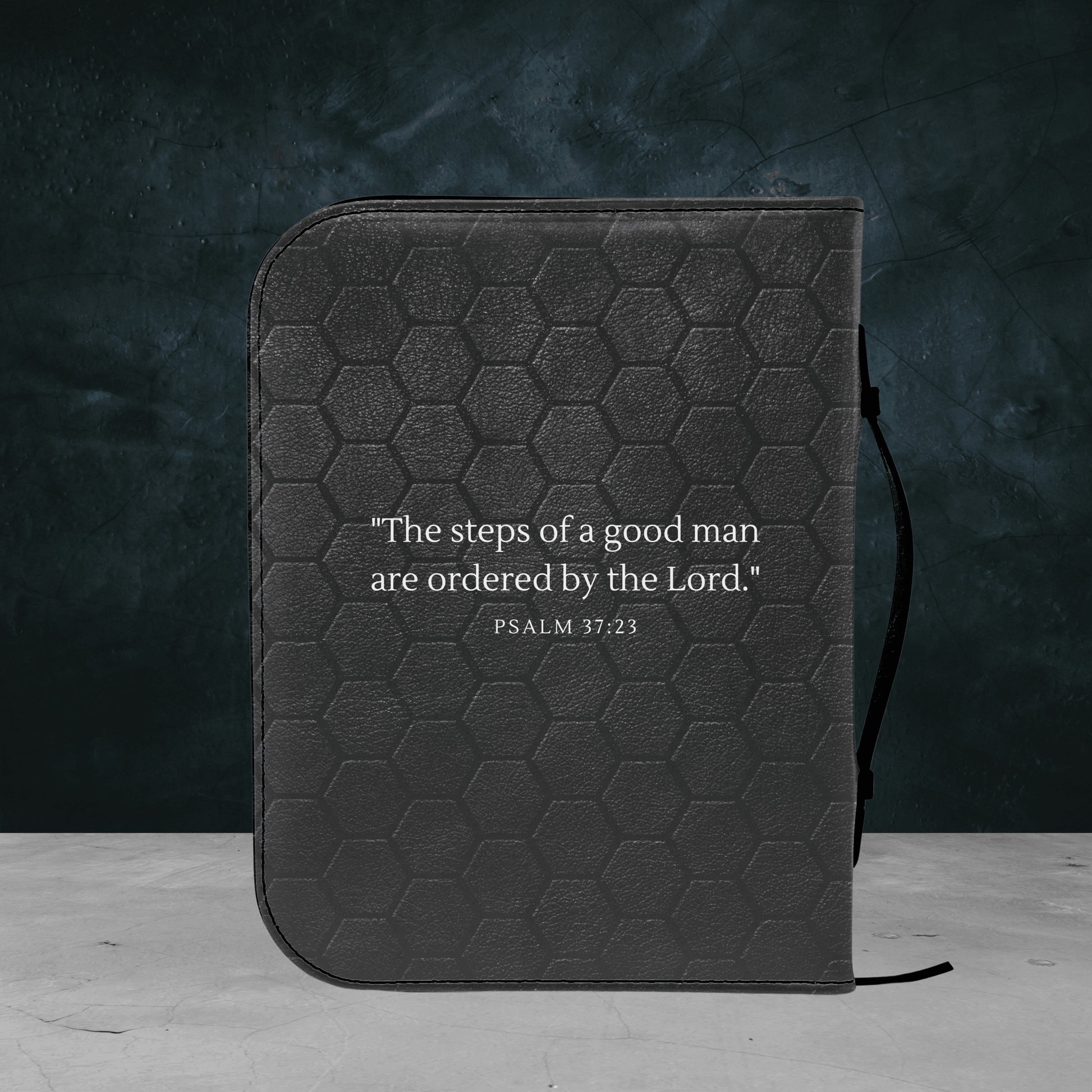 Custom Men's Bible Cover – Cross of Nails | Personalized Name & Verse | Never Tire - Harmony + Hope