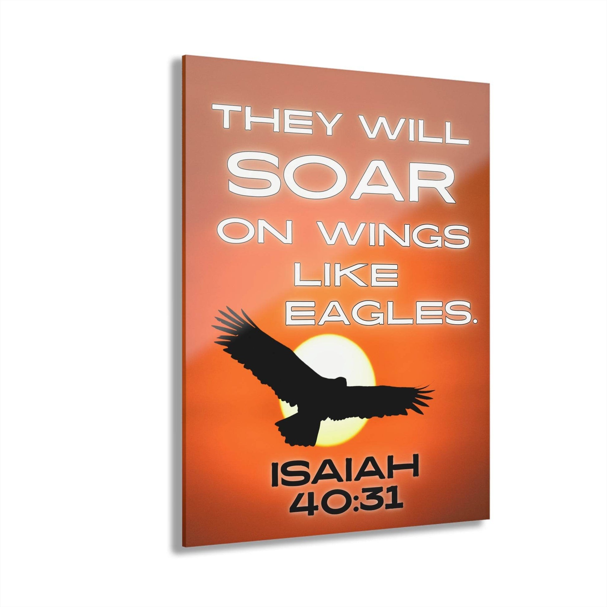 Soar on Wings Like Eagles – Isaiah 40:31 Acrylic Wall Art (Sunset Design) - Harmony + Hope
