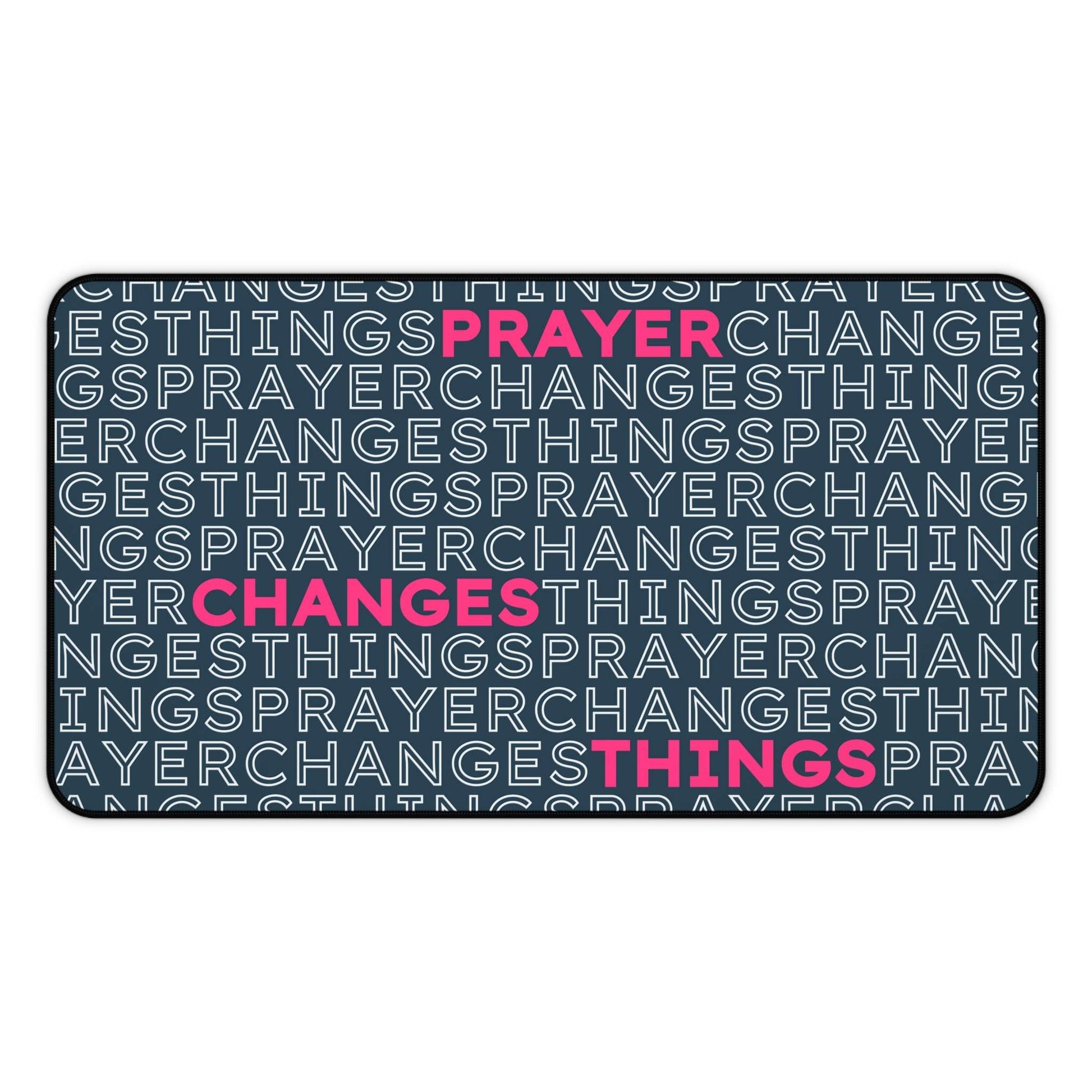 Prayer Changes Things – Word Search Desk Mat (Navy & Pink) - Harmony + Hope