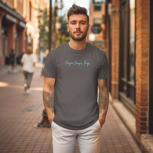 Calligraphy Casual "Prayer Changes Things" - Inspirational Unisex T-Shirt