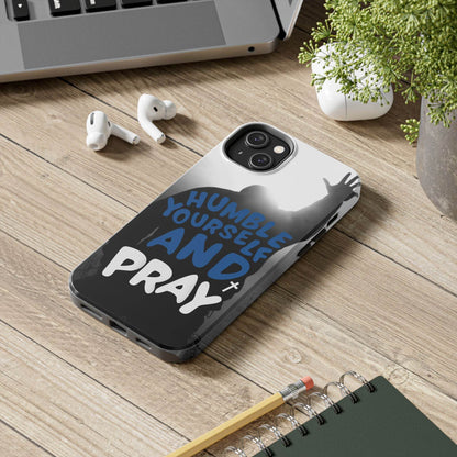 Humble Yourself and Pray Phone Case – Bold Blue Spiritual Design - Harmony + Hope