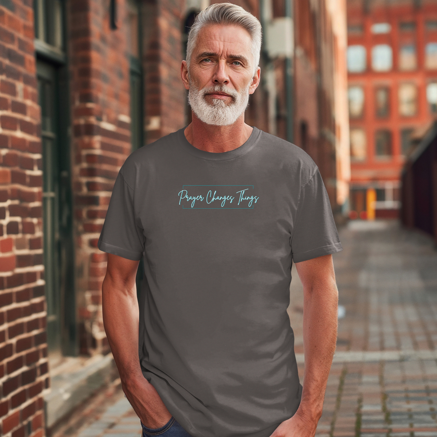 Calligraphy Casual "Prayer Changes Things" - Inspirational Unisex T-Shirt