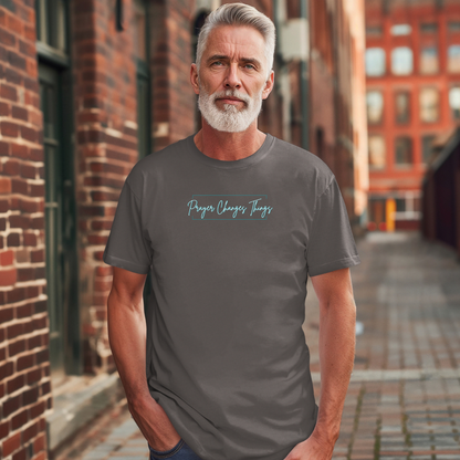 Calligraphy Casual "Prayer Changes Things" - Inspirational Unisex T-Shirt