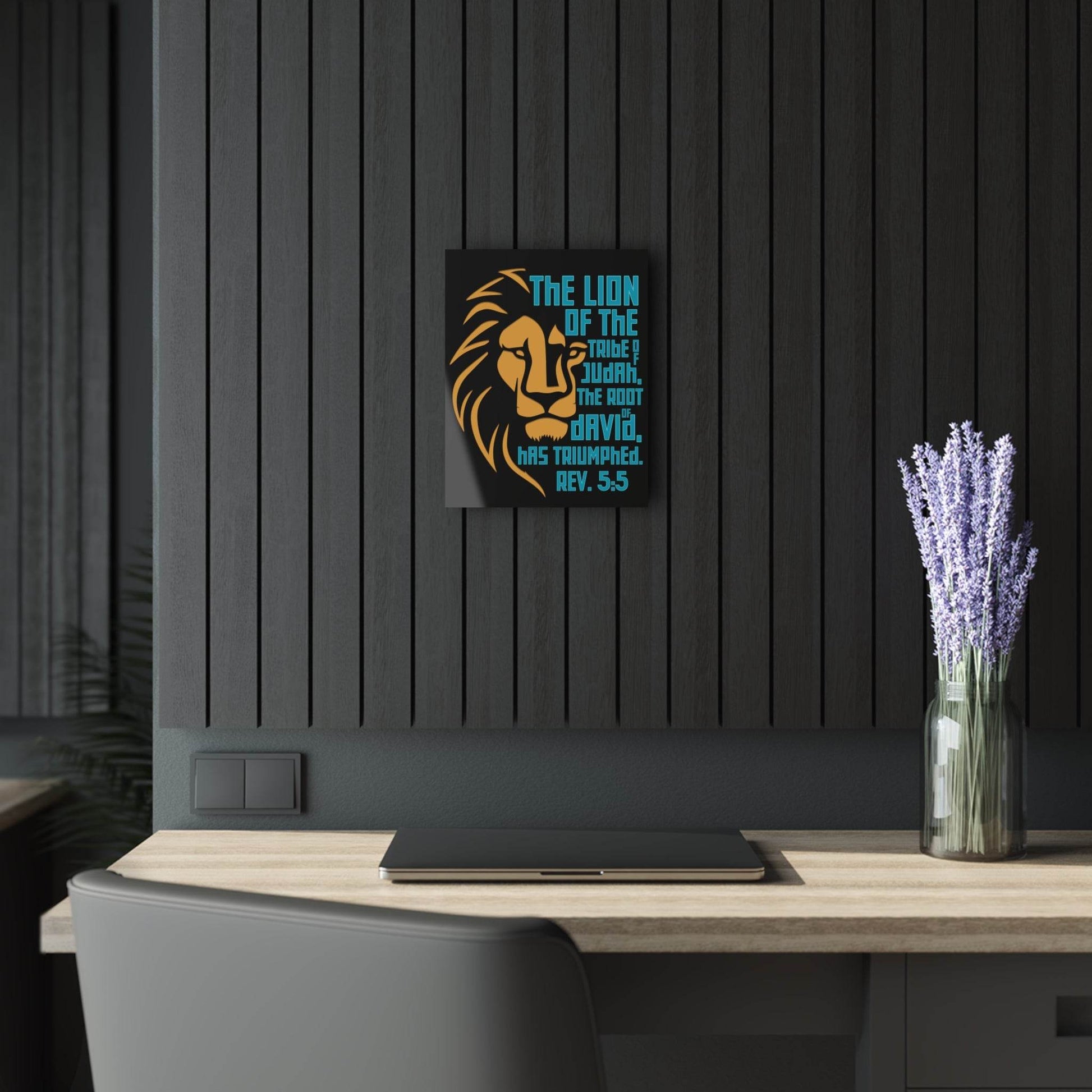 Lion of Judah – Revelation 5:5 Acrylic Wall Art (Black Background) - Harmony + Hope